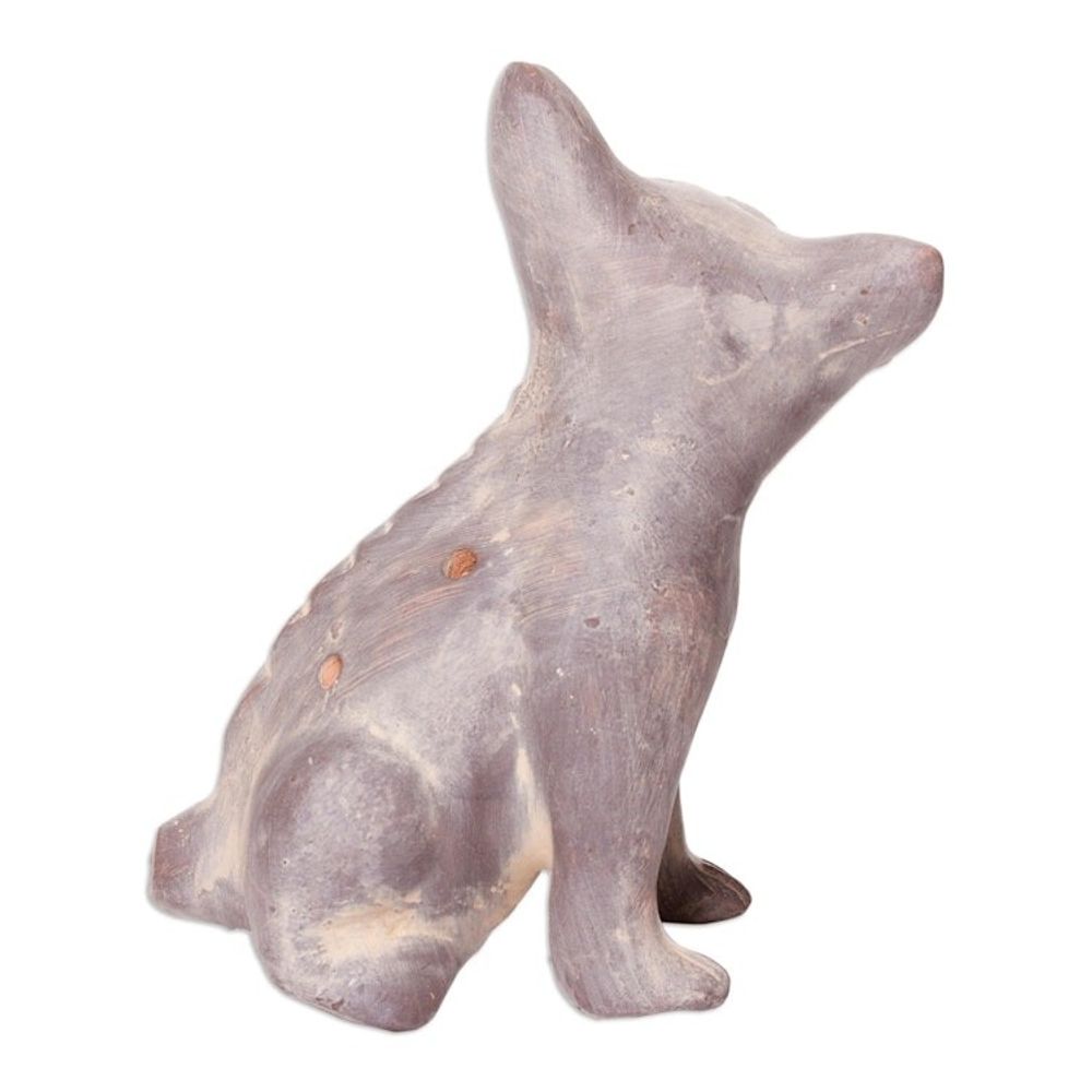 Western Mexico Pre-Hispanic Ceramic Grey Dog Ocarina Flute 'Grey Aztec Puppy'