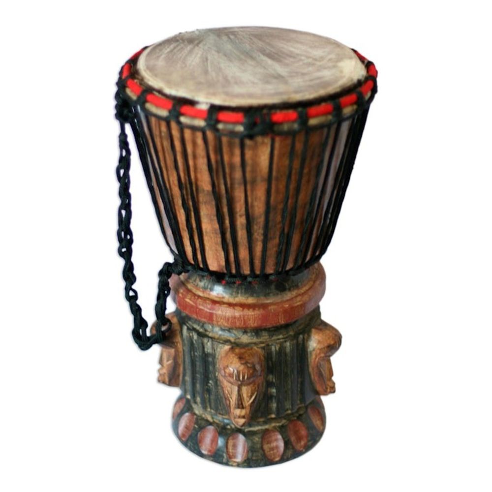 Fair Trade Wood Djembe Drum 'Think Together'