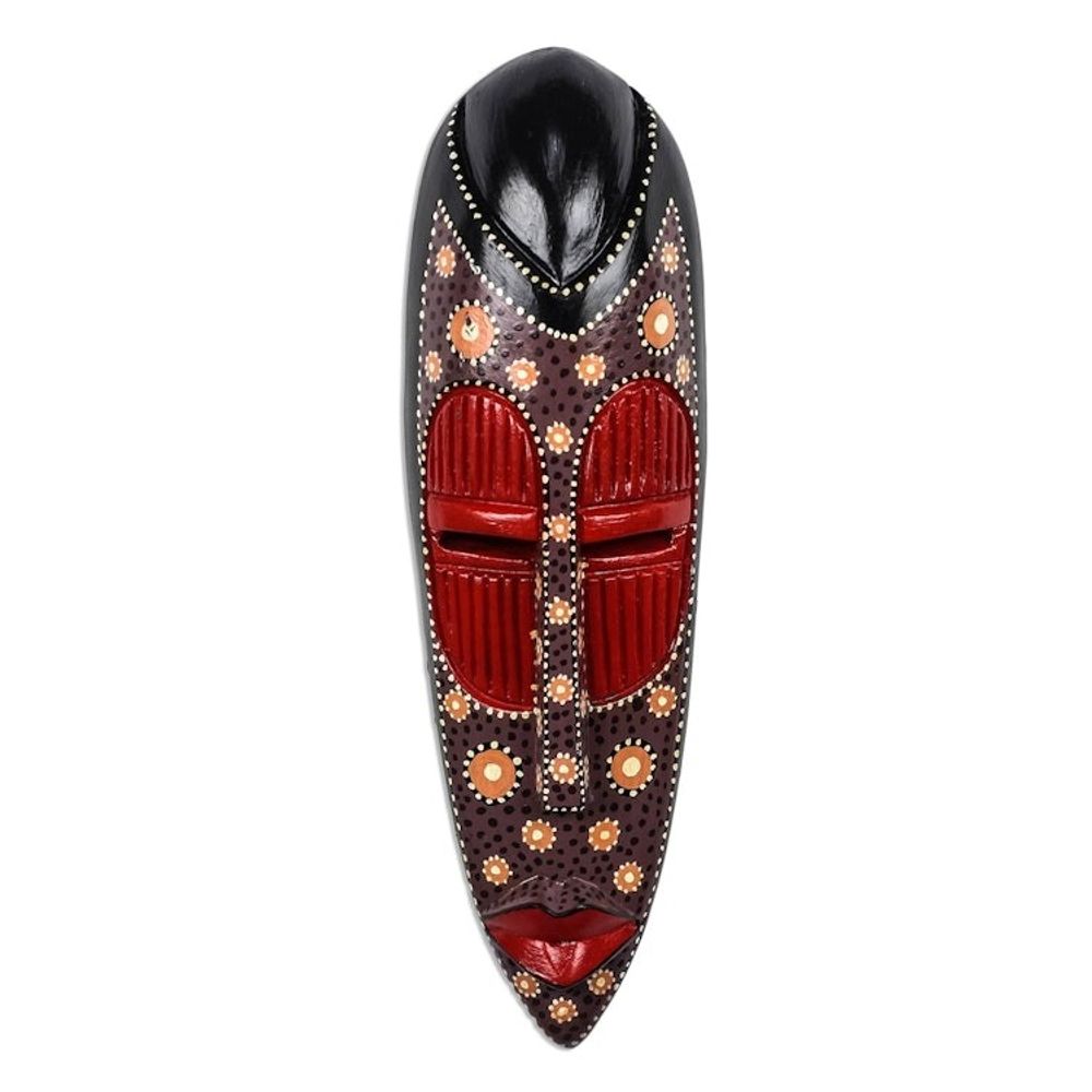 Dot Motif African Wood Mask from Ghana 'Ga Dots'