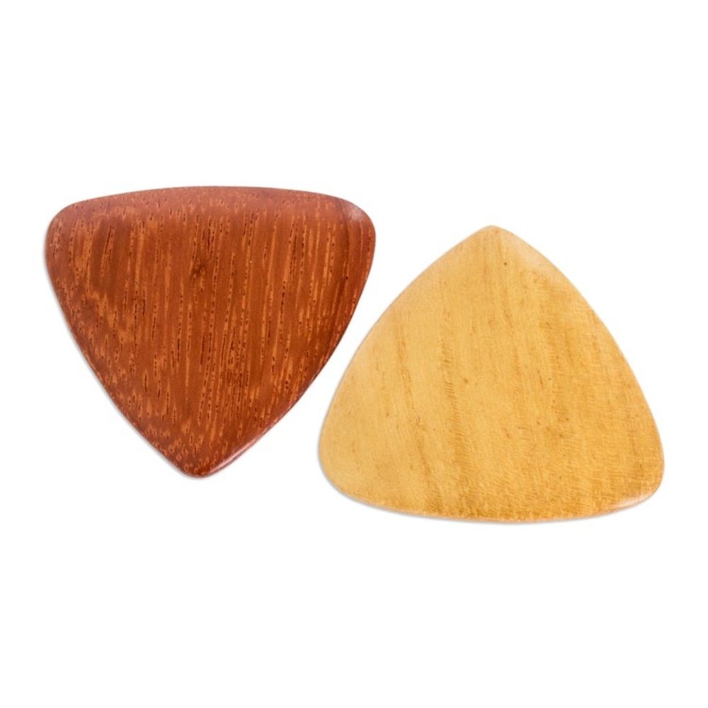 Reclaimed Estoraque and Cypress Wood Guitar Picks Pair 'Eco Song'