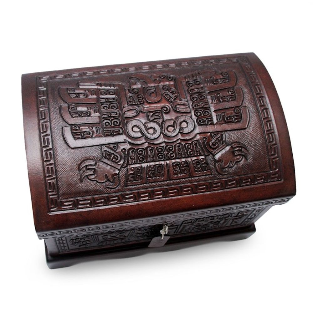 Colonial Tooled Leather Jewelry Box 'Inca Domain'