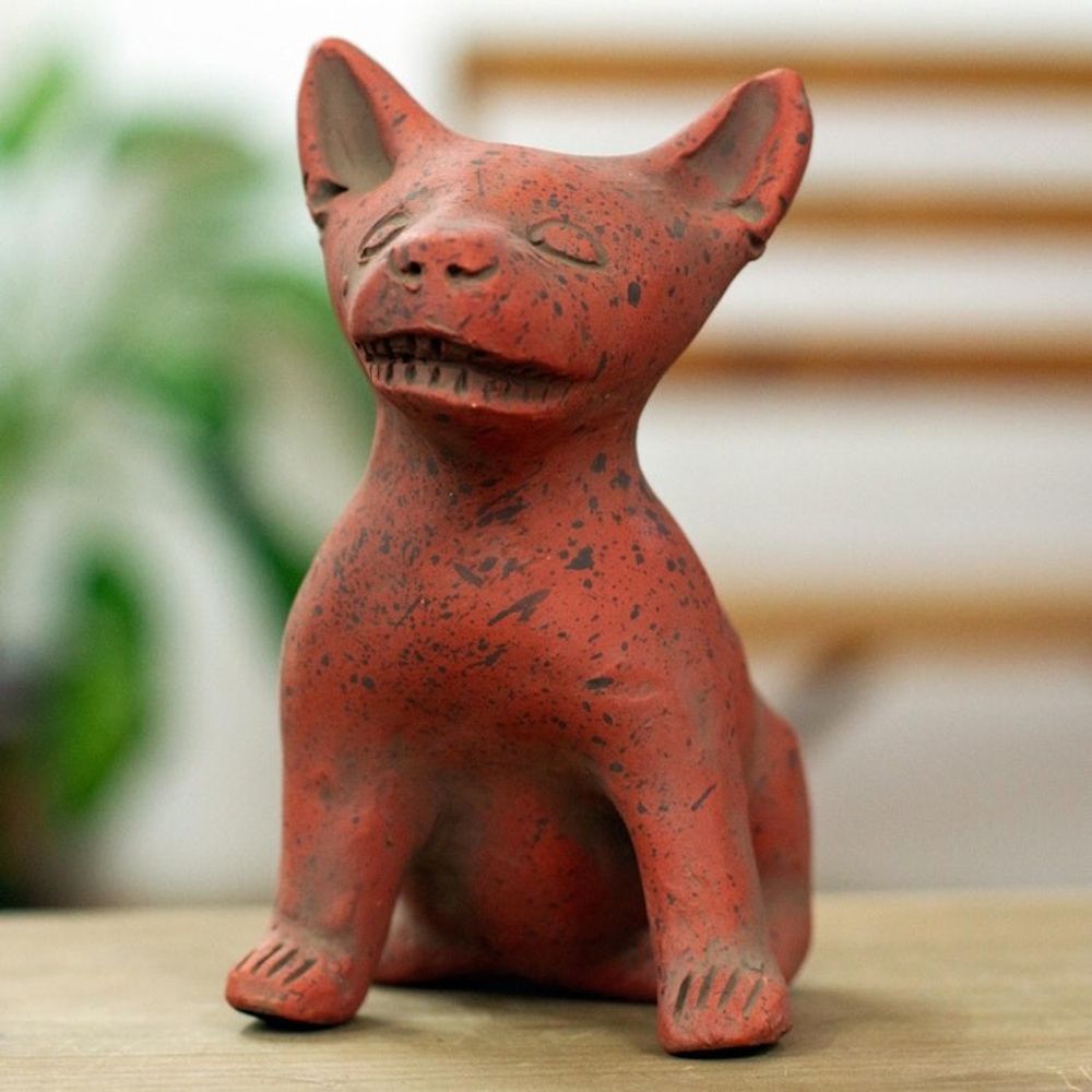Western Mexico Pre-Hispanic Red Ceramic Dog Ocarina Flute 'Red Aztec Puppy'