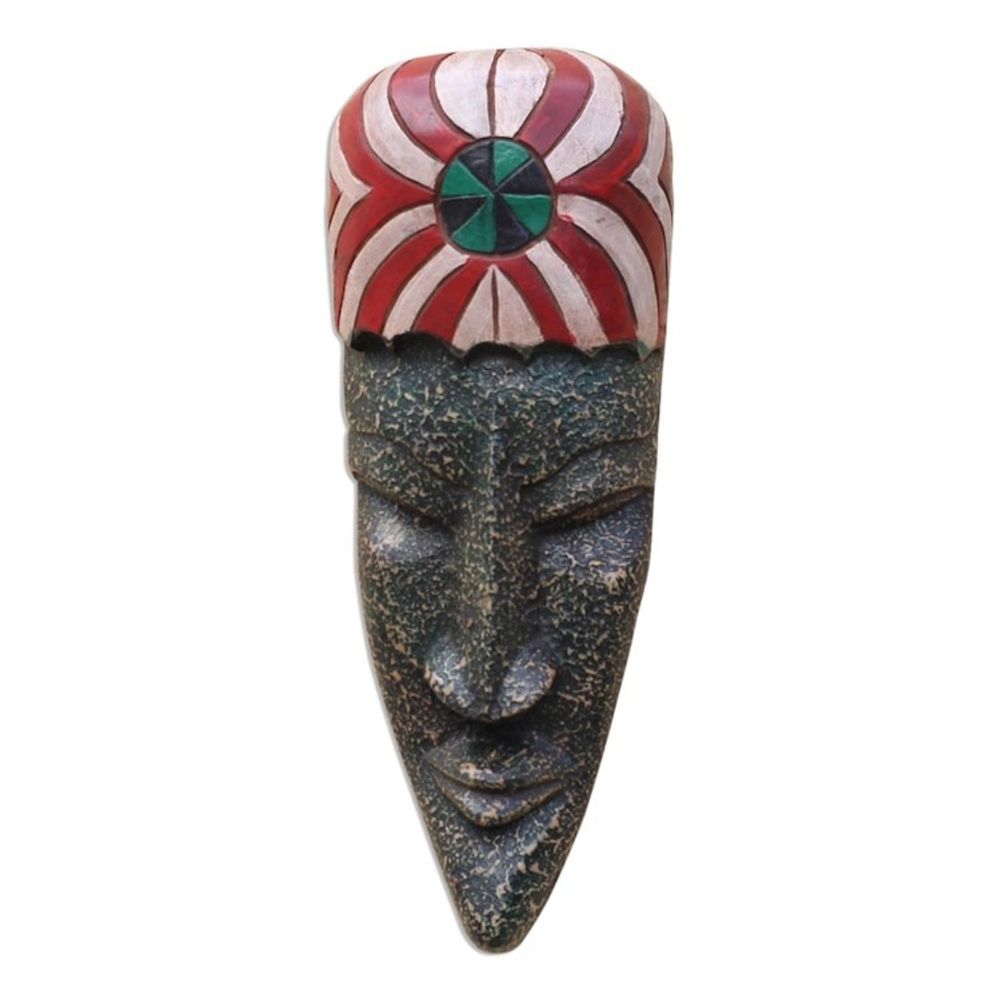 Textured African Wood Mask Crafted in Ghana 'Eyram'