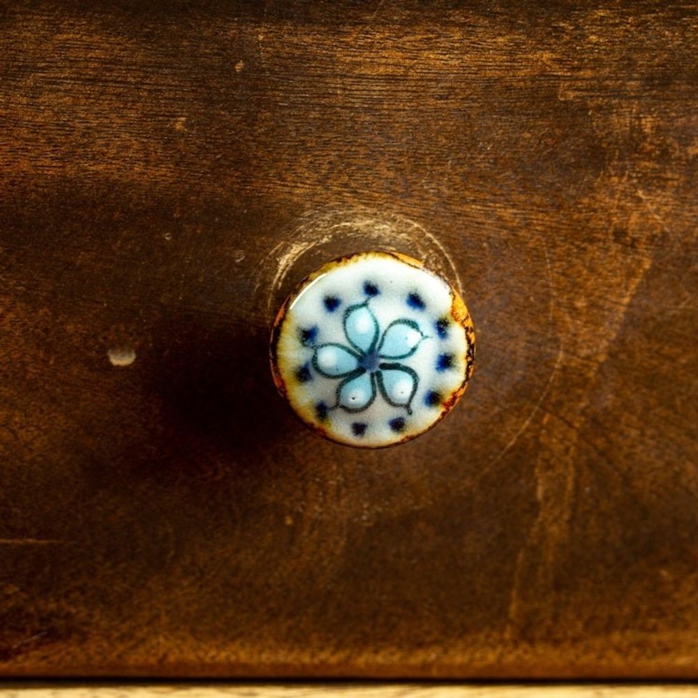 Set of 4 Handcrafted Ceramic Floral Knobs from Mexico 'Floral Convenience'