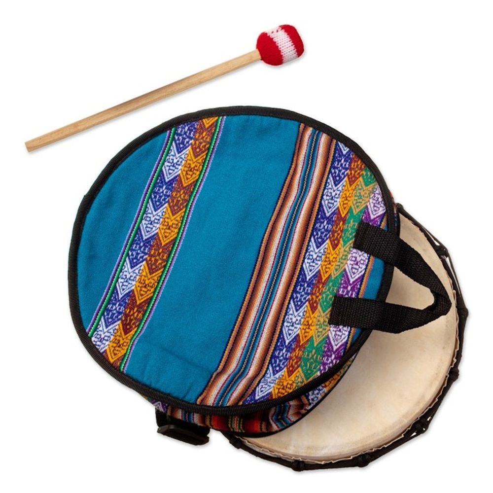 Leather and Cumaru Wood Drum Handcrafted in Peru 'Sacred Sound'