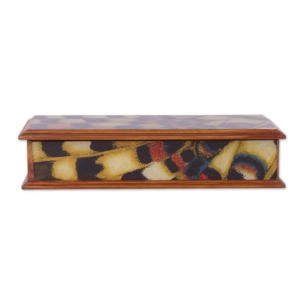 Reverse-Painted Glass Decorative Box from Peru 'Butterfly Dream'