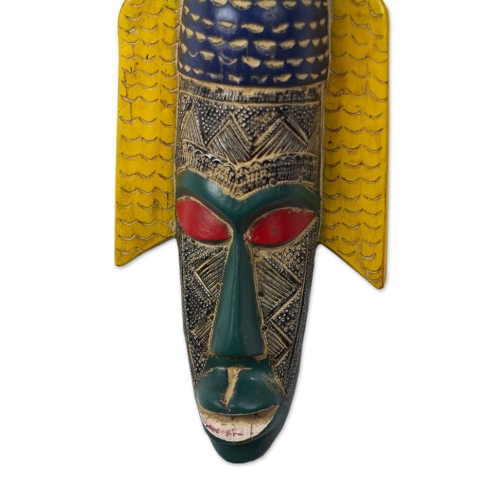 Handcrafted Bird Sese Wood Mask from Ghana 'Ganyo'