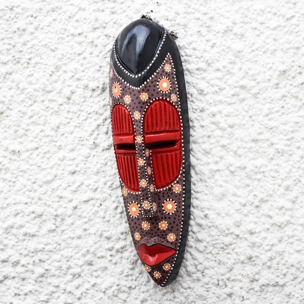 Dot Motif African Wood Mask from Ghana 'Ga Dots'