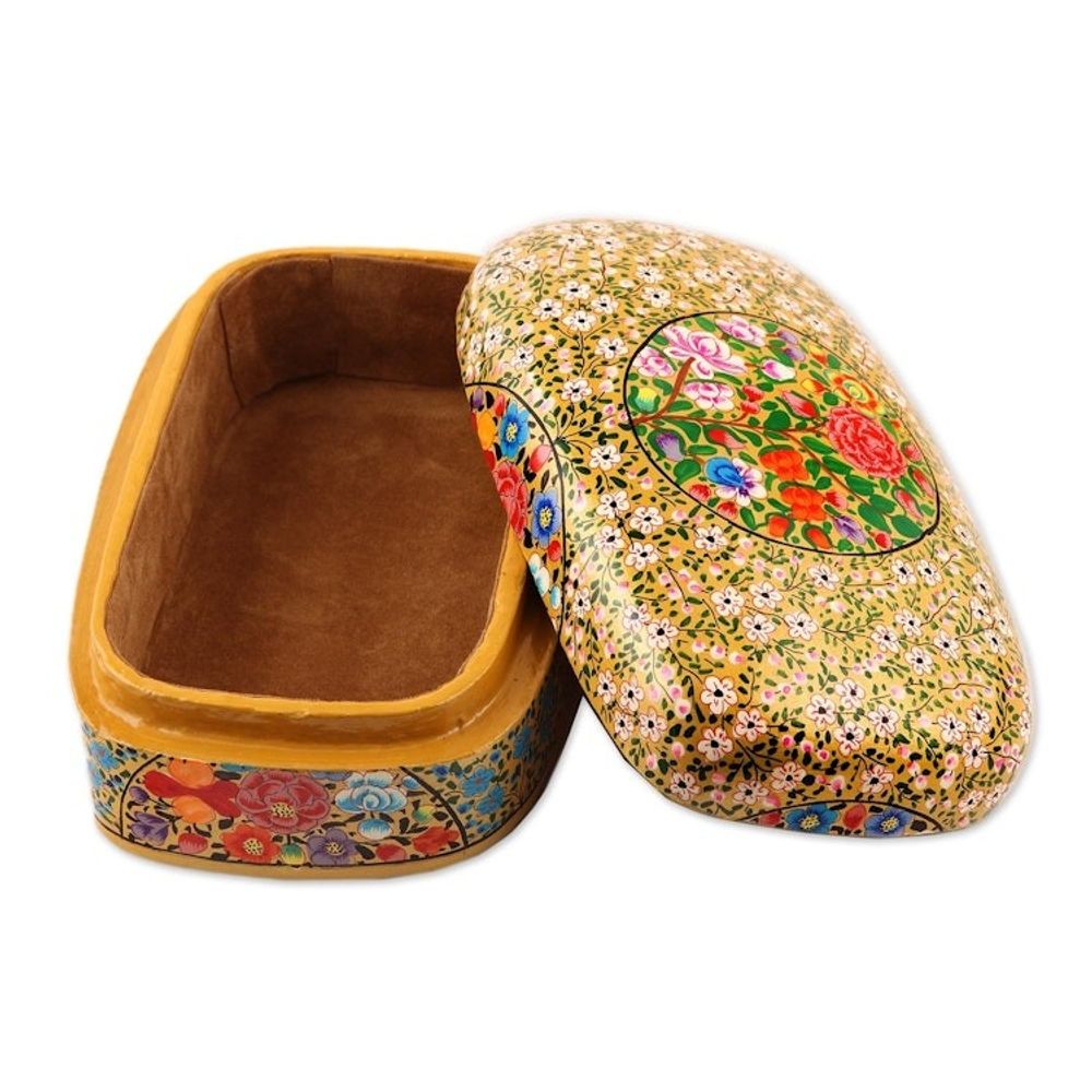 Hand Painted Floral Papier Mache Box 'Kashmir Blossoms'