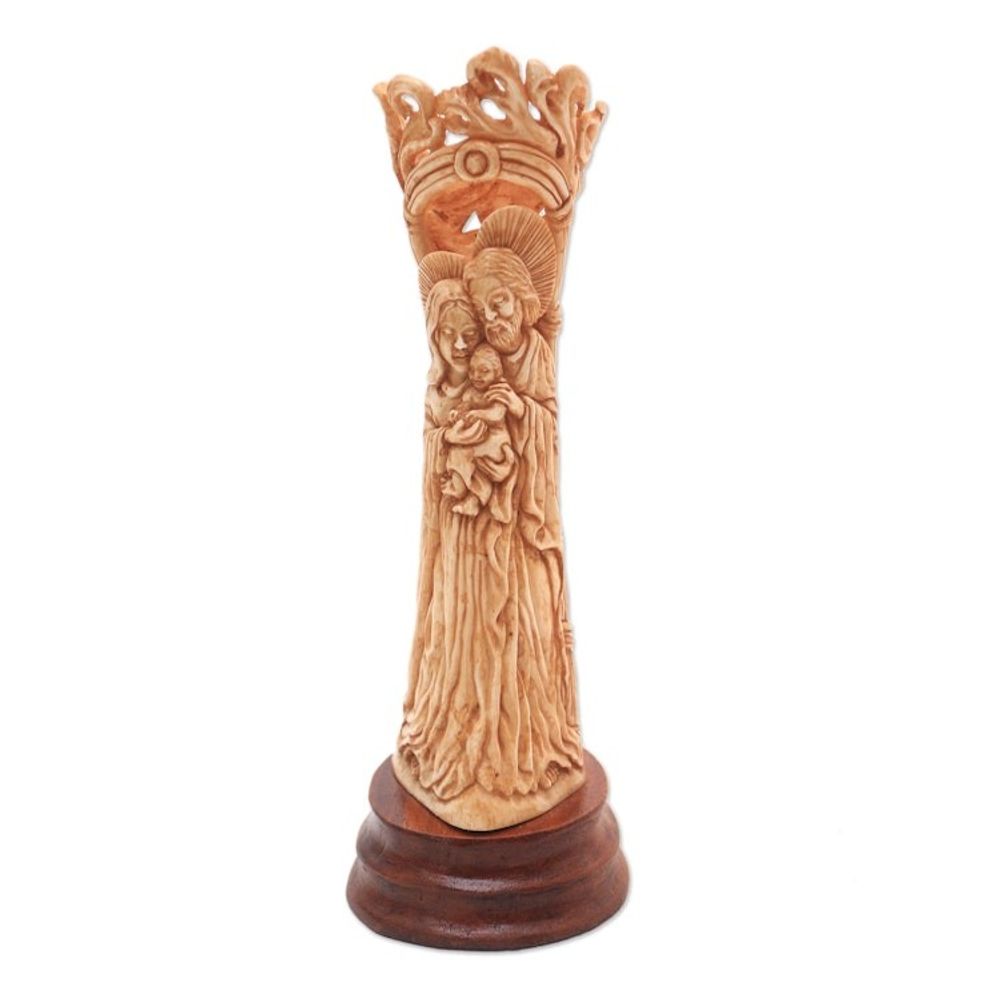 Hand-Carved Bone Nativity Sculpture from Bali 'Birth of Jesus'