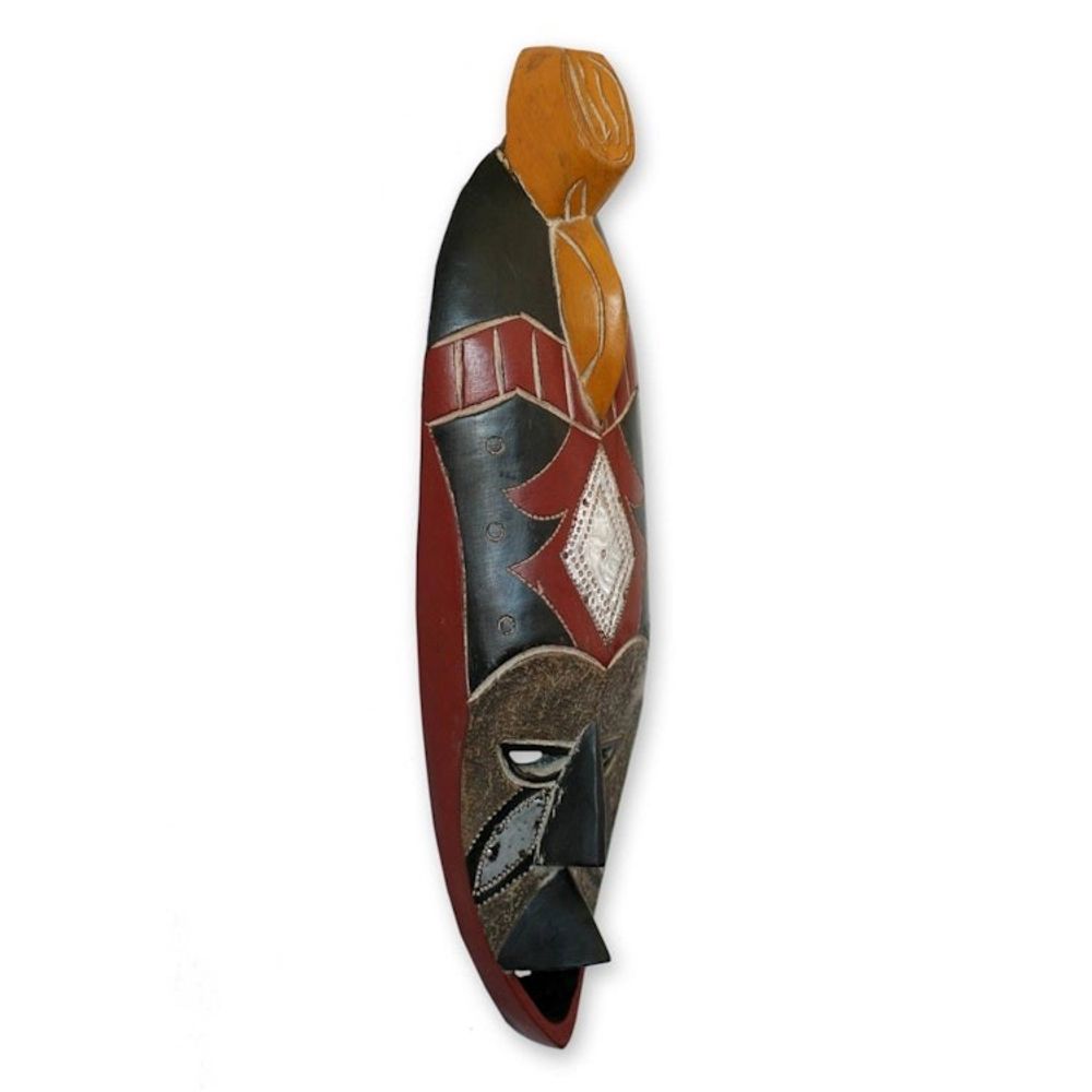 Hand Carved Wood Wall Mask 'Fisherman's Luck'