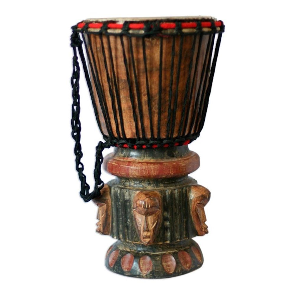 Fair Trade Wood Djembe Drum 'Think Together'