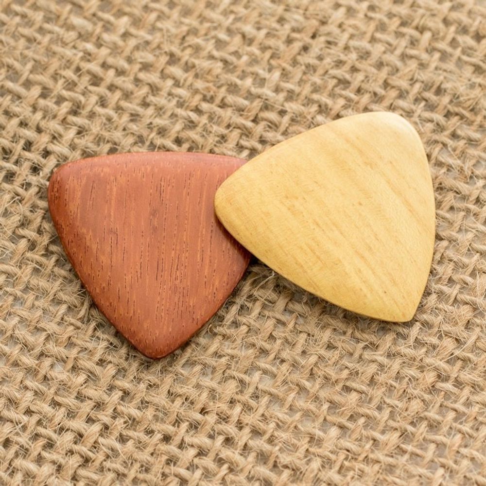 Reclaimed Estoraque and Cypress Wood Guitar Picks Pair 'Eco Song'