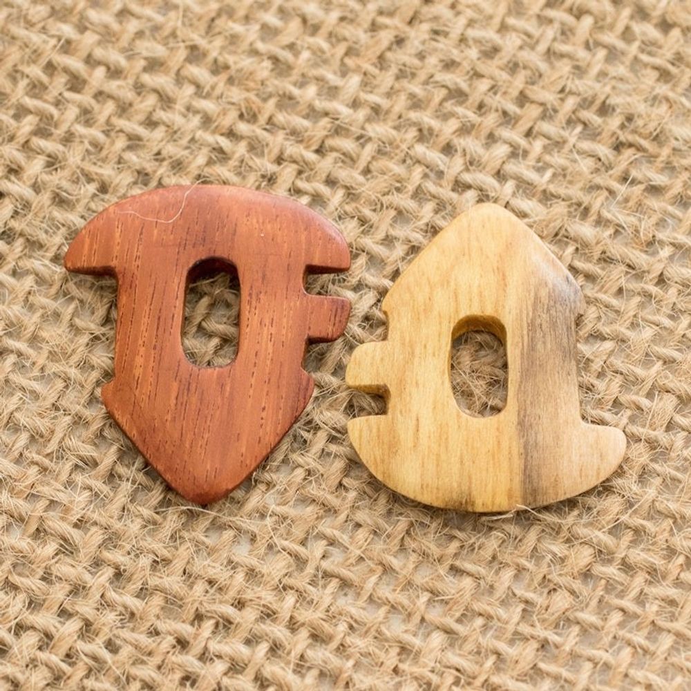 Reclaimed Estoraque and Cypress Wood Guitar Picks Pair 'Eco Melody'